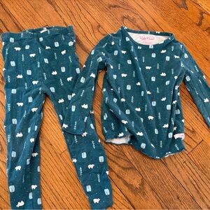 2T ruffle butts pajama set cotton polar bear print dark teal